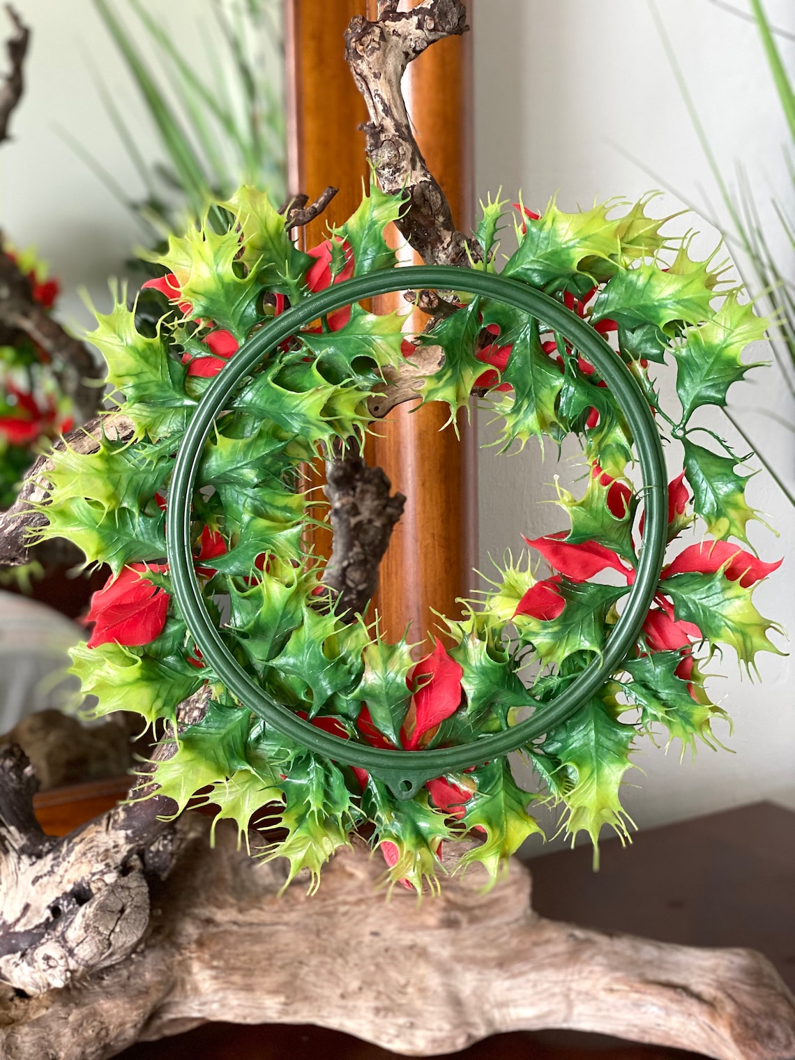 Wreath Vintage Christmas Wreath Vintage Plastic Poinsettia Etsy