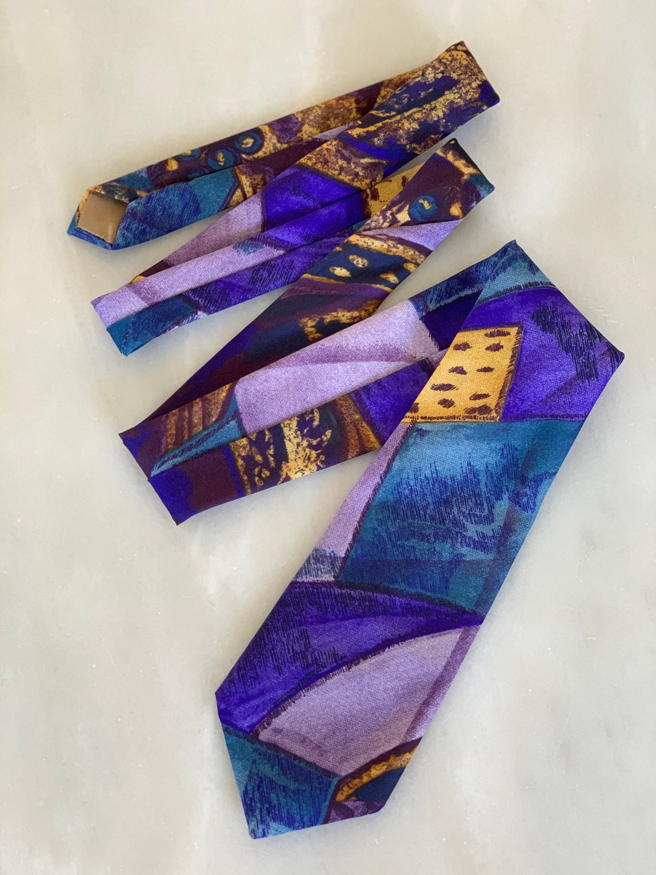 Necktie Vintage Excello Cravats Tie Bold Color Blocked Tie | Etsy