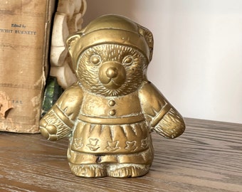 Small Brass Teddy Bear, Vintage Brass Knick Knack, Vintage Decor, Teddy Bear, Brass Decor, Brass Figurine, Nursery, Vintage Baby Gift