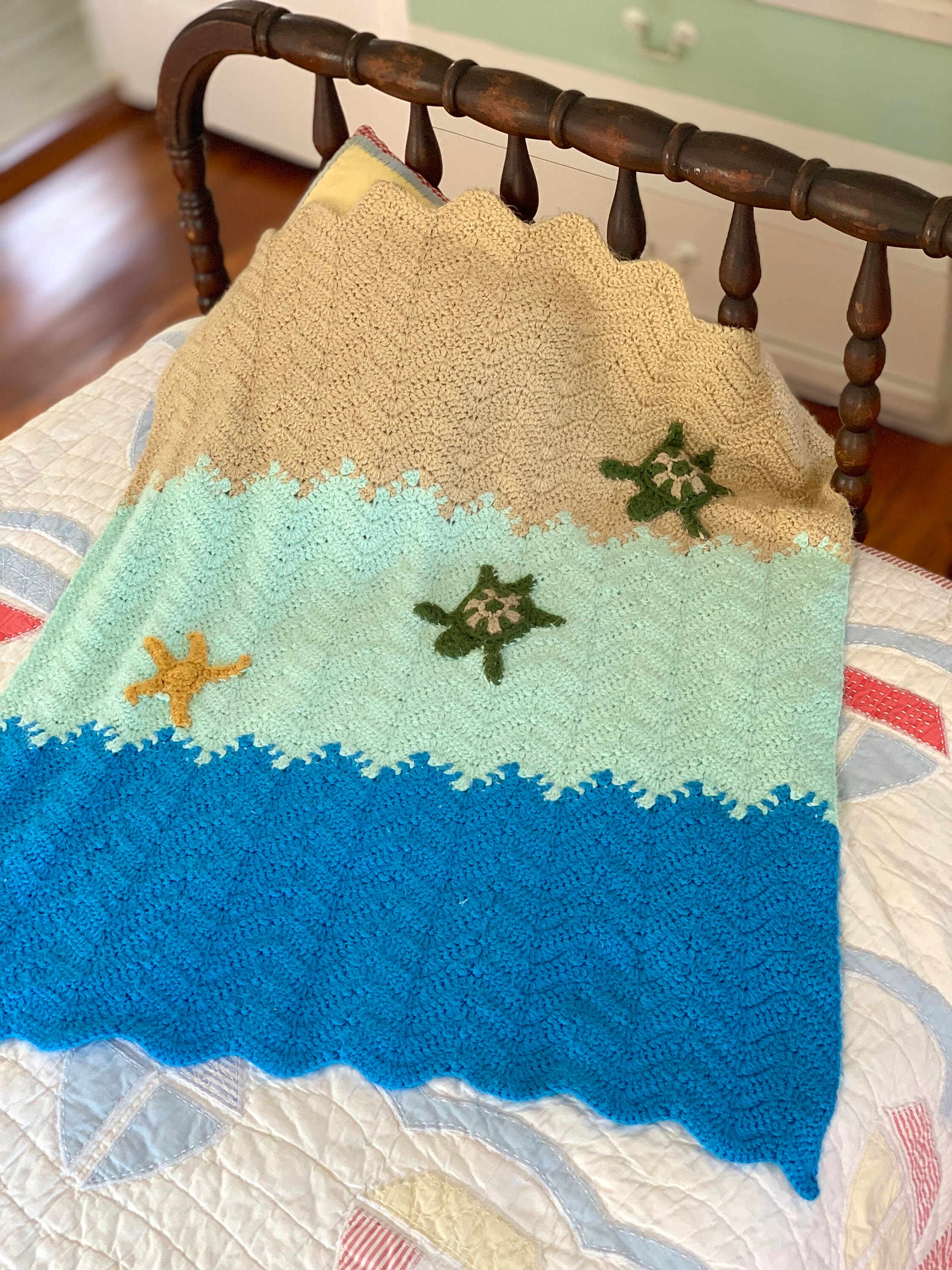 Baby Blanket Vintage Handmade Nautical Baby Blanket Handmade Etsy