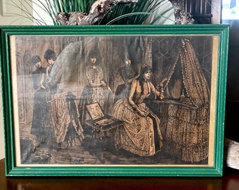Art, Vintage La Mode Illustre Advertisment or Framed Art, Vintage Art, Vintage Home Decor, Old Fashioned Art, Romantic Decor, Retro Decor