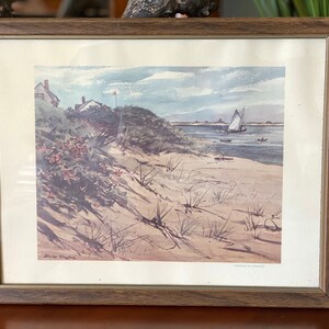 Framed Brian Truelove Lithograph, Vintage Lithograph Harding&#39;s Landing, Vintage Art of Idyllic Coastline, Vintage Home Decor, Vintage Art