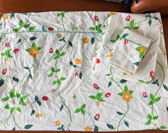 Twin Sheet Set, Vintage Twin Sheet Set with Flat Fitted and Pillowcase, Percale Floral Sheets, Vintage Bedding, Girls Room