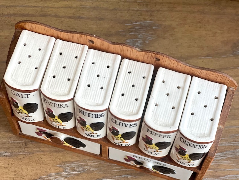 Spice Rack, Vintage Spice Rack With Spice Jars and Recipe Holder, SOLD ...