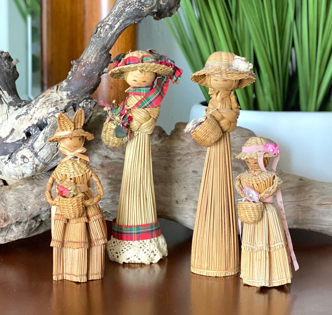 Straw Dolls Collectable Vintage and Hand Made Straw Dolls 2 Etsy