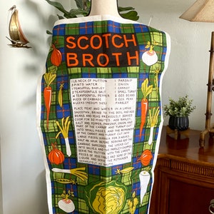 Tea Towel, Vintage and Hand Made Linen Tea Towel w Recipe for Scotch Broth, For the Cook, Vintage Table Linens, Kitchen Towel, Vintage Decor