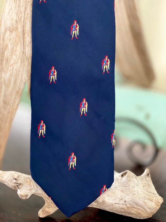 Necktie, Navy Polyester Tie with Nobleman Pattern… - image 1