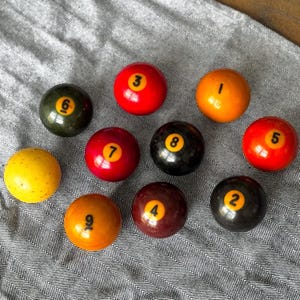 Vintage Billiards Balls, Sold Separately, Vintage Pool Balls, Solid Billiards, Man Cave Decor, White Ball, Vintage Game Room Decor (bag4)