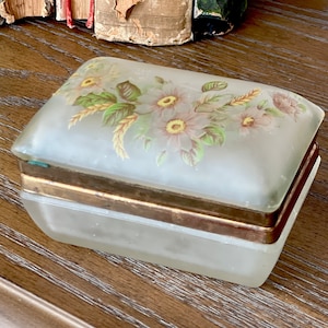 Trinket Dish, Vintage Frosted Glass Trinket Dish, Vintage Decor, Gift, Floral Decor, Shabby Chic, Pink Roses, Gift for Mom, Ring Dish