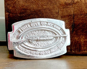 Belt Buckle, Vintage Metal Belt Buckle with Pro 2nd Amendment Message, Hunting, Shooting, Gift for Him, Mens Accessory, Come and Take It