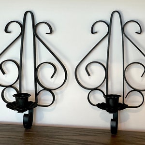 Candle Holders, Vintage Pair of Wrought Iron Candle Sconce Candle Holders, Wall Candle Holders, Vintage Home Decor, Shabby Chic, Farmhouse