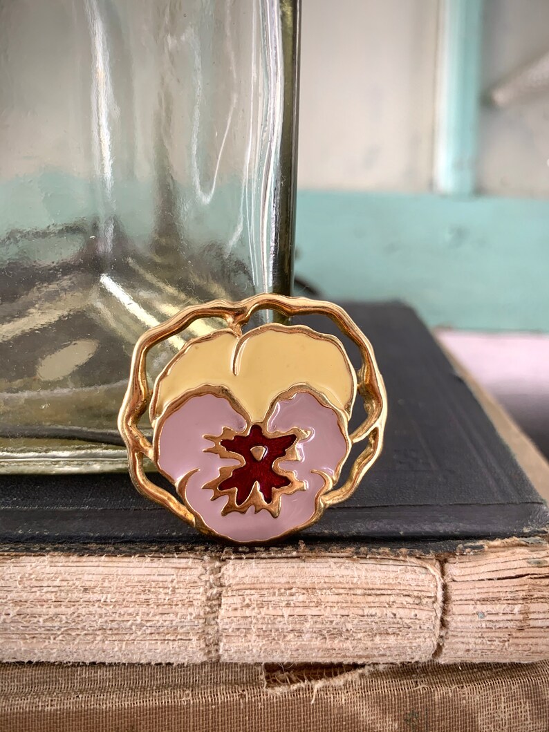 Pin Vintage Gold Plated and Enamel Purple Pansy Pin Vintage Etsy