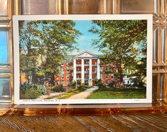 Postcard, Vintage Raleigh NC Post Card, Retro Post Card, Peace Institute in N.C., Souvenir, American History, Famous Places, Southern Charm