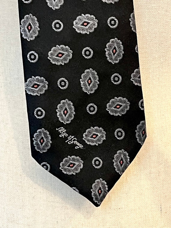 Necktie, Vintage Allyn St George Necktie Black w … - image 1