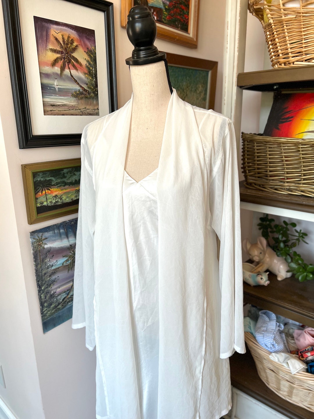 Nightgown, Vintage Nightgown and Robe Set, Vintage Elegant Robe