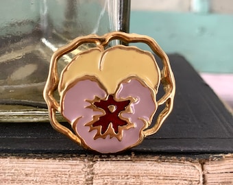 Pin, Vintage Gold Plated and Enamel Purple Pansy Pin, Vintage Pansy Brooch, Vintage Jewelry, Flower Jewelry, Gift for Her, Mothers Day Gift