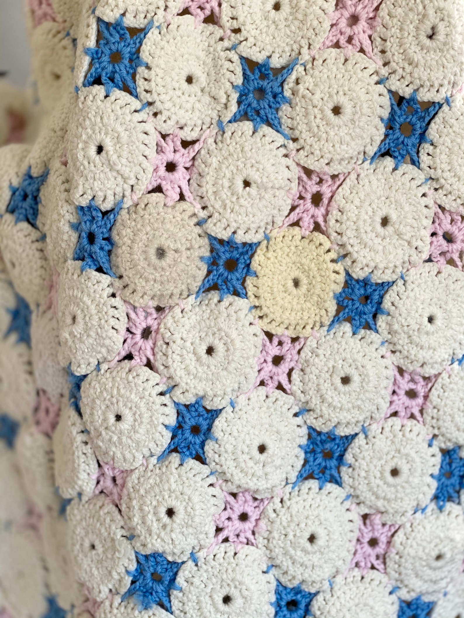 Baby Blanket, Vintage Handmade Pink and Blue Baby Blanket, Vintage