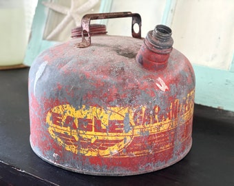 Gas Can, Vintage Eagle Galvanized Gas Can, Collectable Vintage Decor, Rustic Decor, Vintage Decor, Retro Home Decor, Man Cave