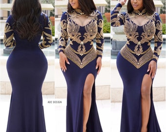 navy long dress for wedding