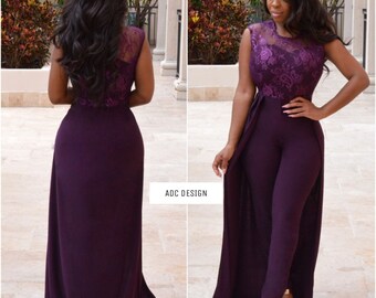plum jumpsuit for wedding