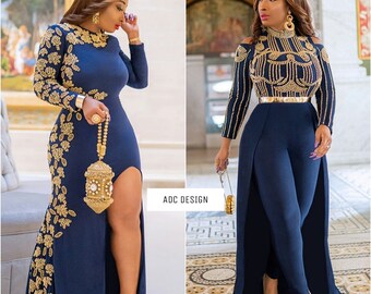 gold and navy blue outfits