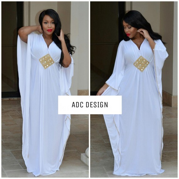 white and gold kaftan abaya