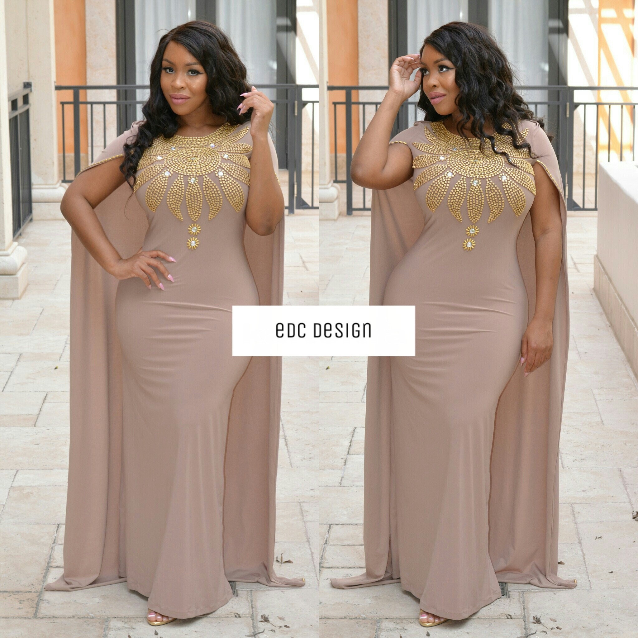 Maulisaa Cape Dress Nude Dress - Etsy