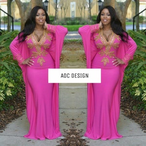 Rachel Kaftan Dress ( Pink )for baby shower , bridesmaid , prom , easter , bridal shower, gala and wedding guest.