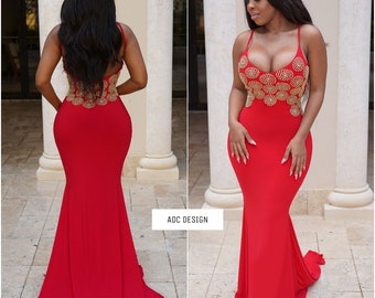 Rivera dress ( Red ) Evening gown / prom / kaftan / abaya / babyshower / galadress / gala / wedding guest