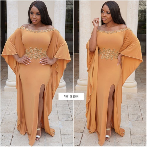 Lunara Dress Mustard Yellow Evening Gown / Prom / Kaftan / Etsy