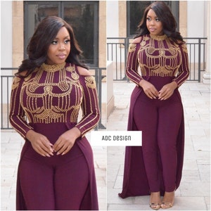 Majesty Cape Jumpsuit ( Violet color )// kaftan // abaya // jumpsuit // for prom , babyshower , wedding , gala , bridesmaid.