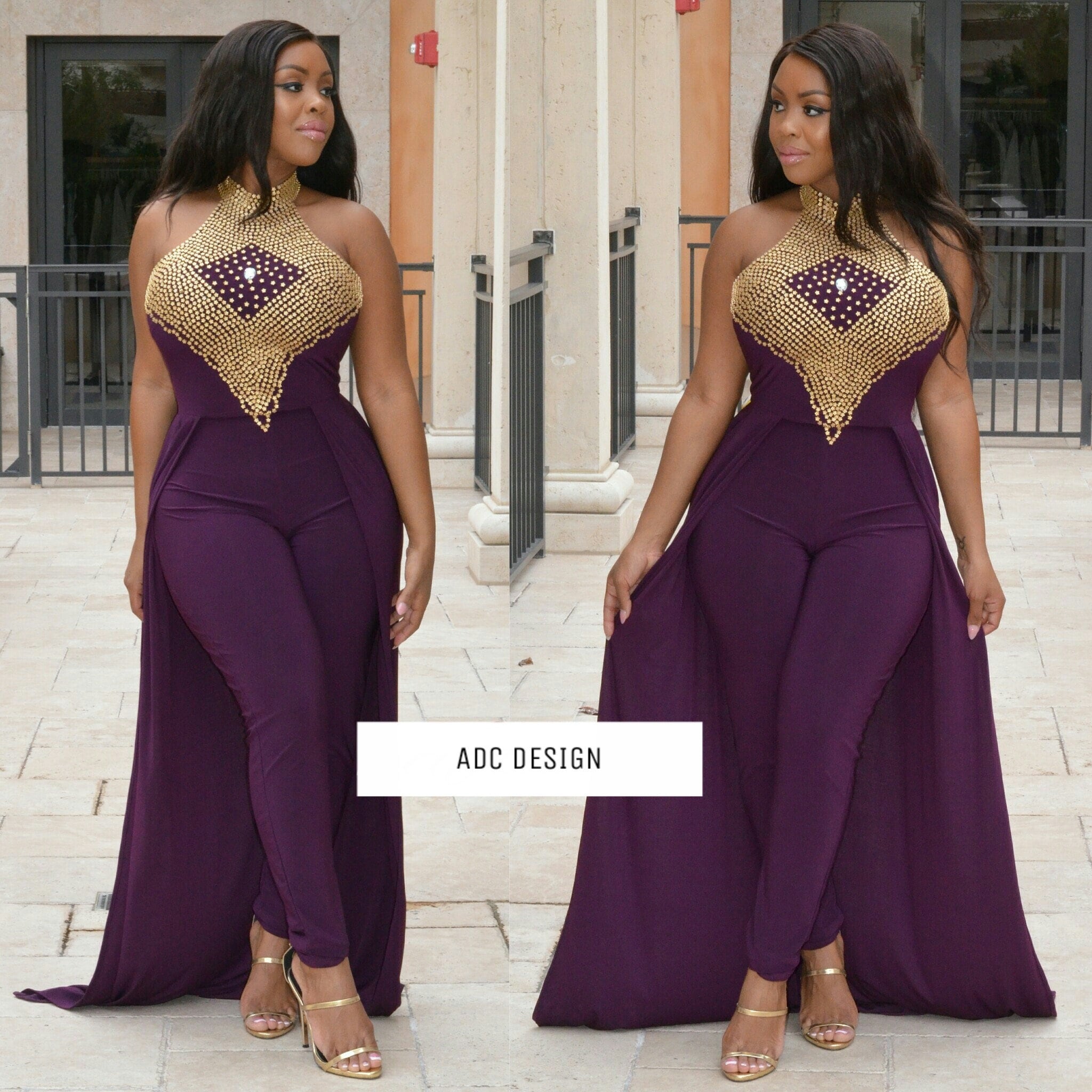 Prom jumpsuit with cape sale
