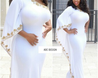 white and gold outfits plus size