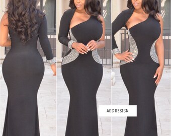 black and white gala dress