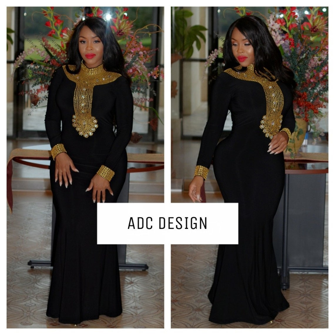 Tracy Gala dress Black color with Morrocan beads // kaftan | Etsy