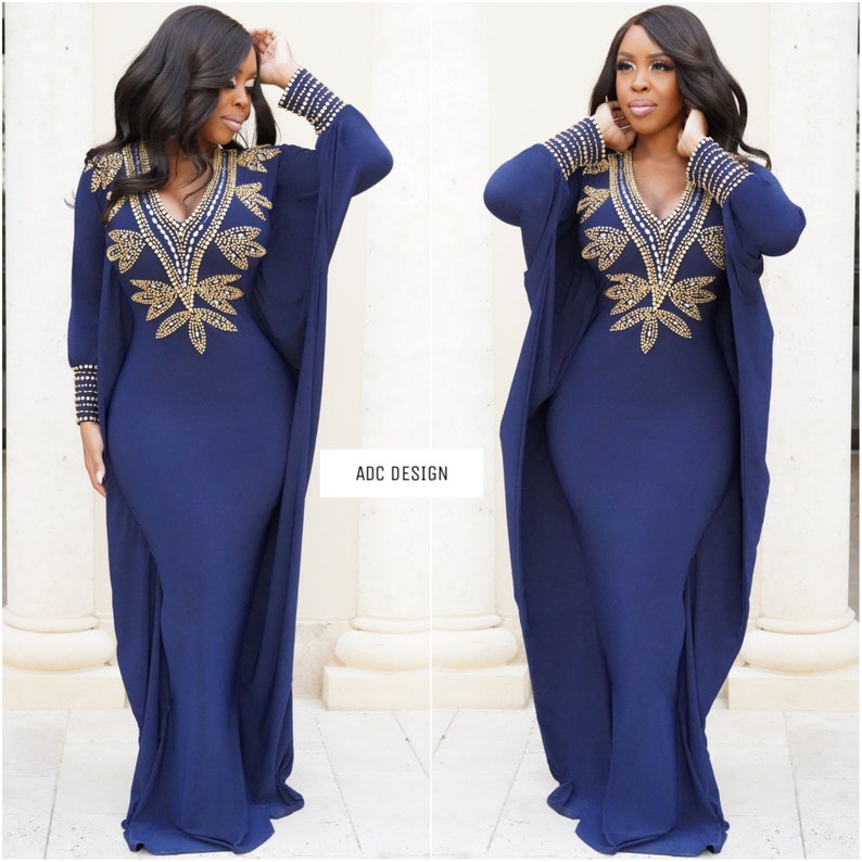 Rachel Kaftan Dress ( NAVY BLUE ) for baby shower , bridesmaid, prom , bridal shower, easter and wedding guest. 