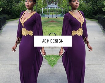 purple and gold dress