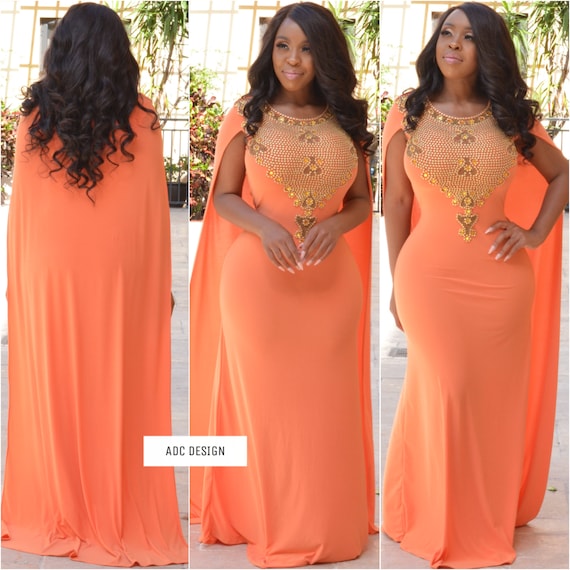 orange cape dress