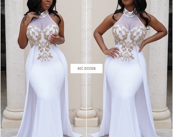 white gold wedding gown