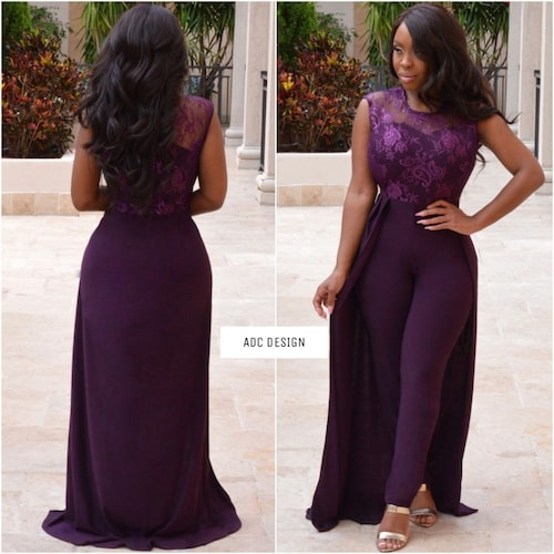 Mercia Lace Jumpsuit Royal Dark Purple 