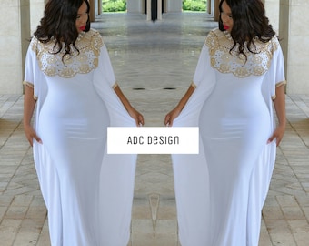 gold and white party dress