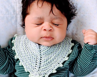 Knitting Pattern for Baby Bib, Beginner Friendly - Pattern PDF