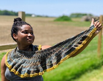 A Good Friend, Knitting Shawl Wrap Pattern, Advanced Beginner Worsted Yarn - Pattern PDF