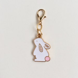 Pink and White Bunny Charm for Travellers Notebook, Dainty Decoration for Planner