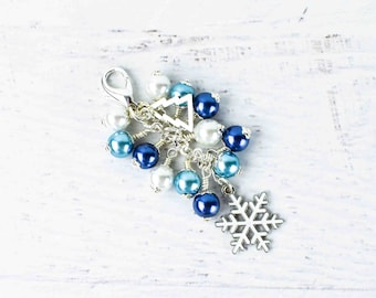 Blue and White Snowflake Planner Charm Makes a Great Gift for Her, Handmade Holiday Charm Travelers Notebook or Personal 6 Ring