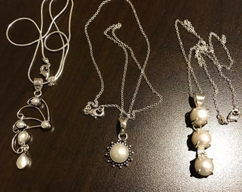 Beautiful Genuine PEARL Sterling Silver pendants and necklaces.