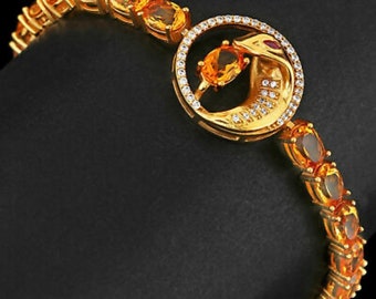 ASSORTIMENT, 1) CITRINE Medeira, parure de cobra CZ, 2) parure de bracelets opale tigre. 3) Bracelet cobra opale, en argent sterling massif, jaune et or rose