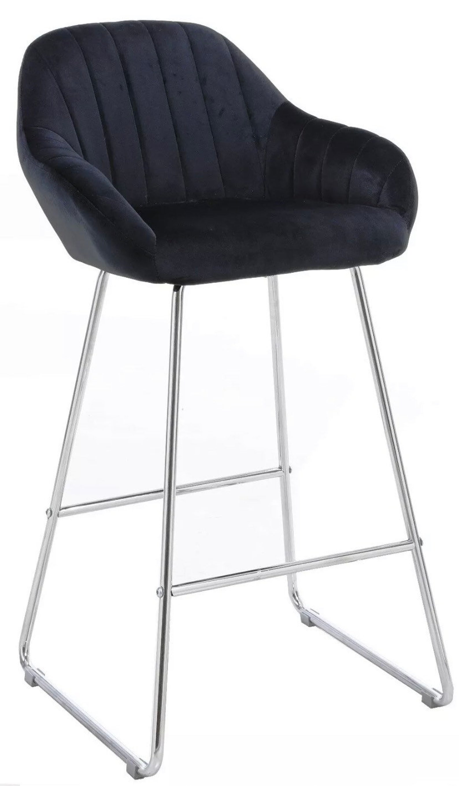 Black Velvet Bar Stool Kitchen Dining Silver Chrome Legs Etsy