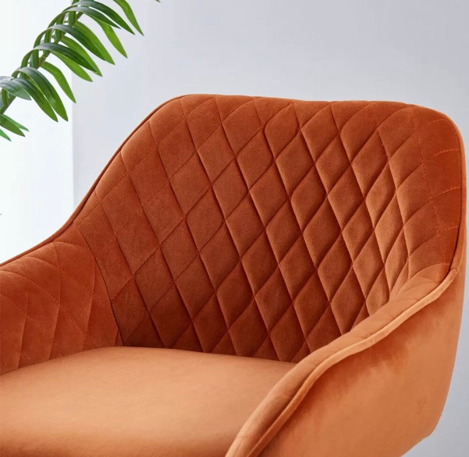 Burnt Orange Velvet Memory Foam Dining Chair Kitchen Breakfast Etsy