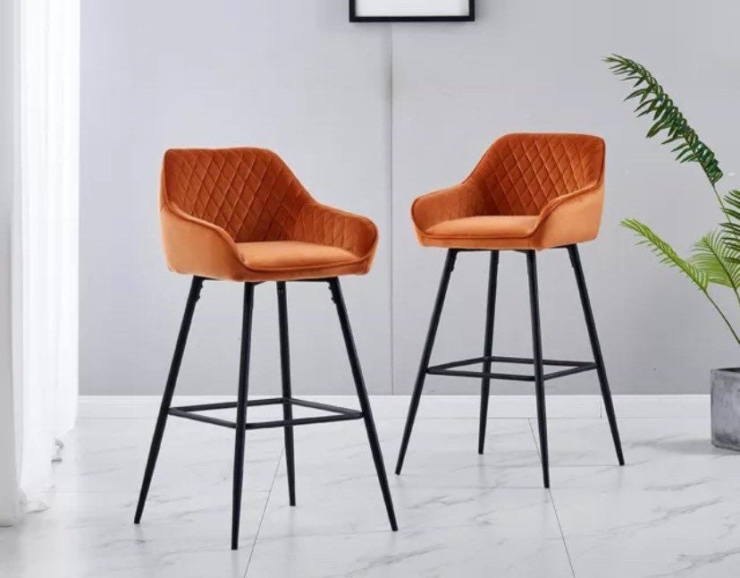 Blue Velvet Memory Foam Dining Chair Kitchen Breakfast Bar Etsy